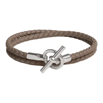 HERMES Calfskin Bracelets Women's Elephant Gray