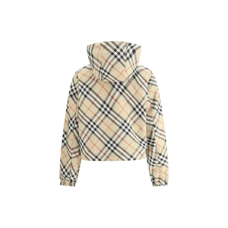 Burberry Cropped Reversible Check Jacket 'Sand'-1