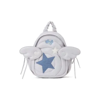 VANWALK Nylon Backpack Large Size Women's Pure White/Ice Blue Star Silver/Stars Black