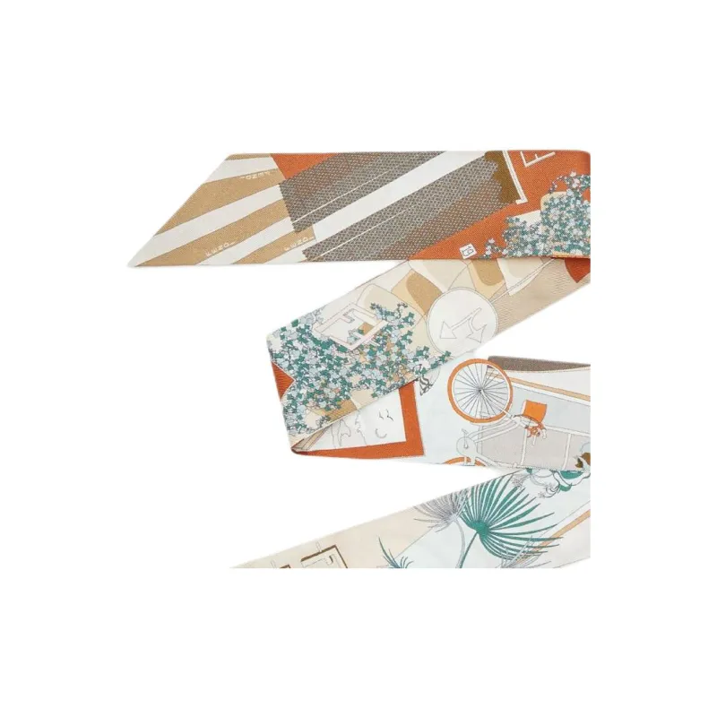 FENDI Mulberry Silk Silk Scarves Women's Orange-1