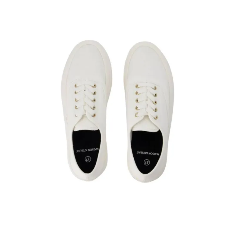 Maison Kitsune Low Top Canvas Shoes Women's White-3
