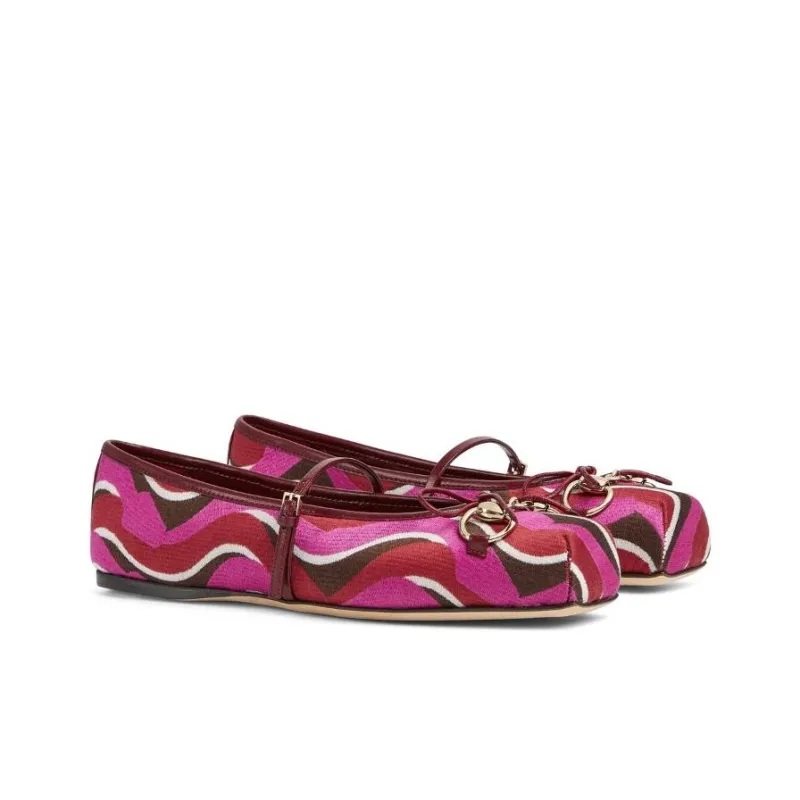 GUCCI Horsebit Mary Jane Shoes Women's Rose Red-2