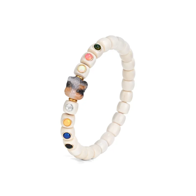 Yulan Wenwan Mammoth Straight Cut Beaded Bracelet 8mm Inlaid Style+Big Peng Bird Matching Style Unisex-2