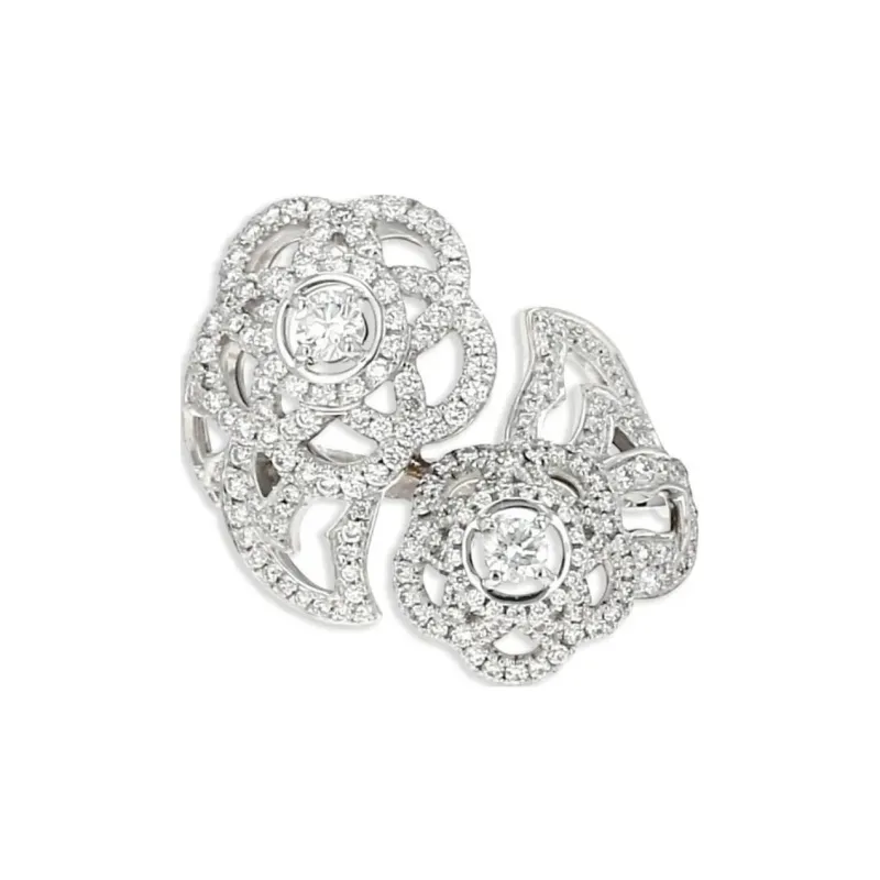 CHANEL 18kt White Gold Camélia Fil Diamond Ring-1