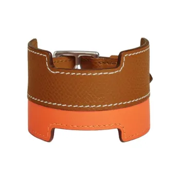 HERMES Leather Bracelets Men's Brown