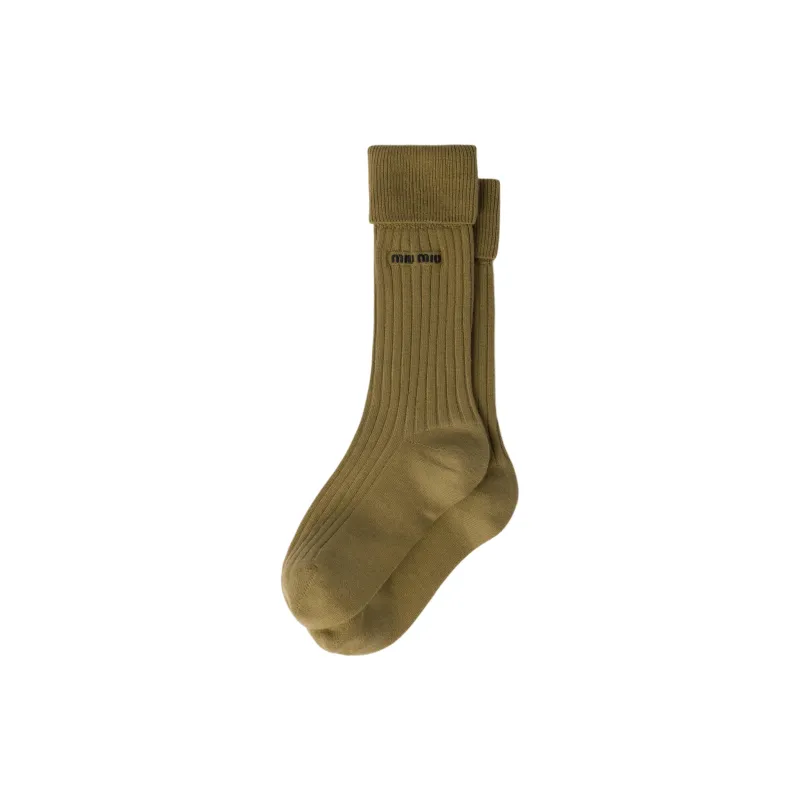 MIU MIU Mid-Calf Socks Unisex 1 Pack Green-0