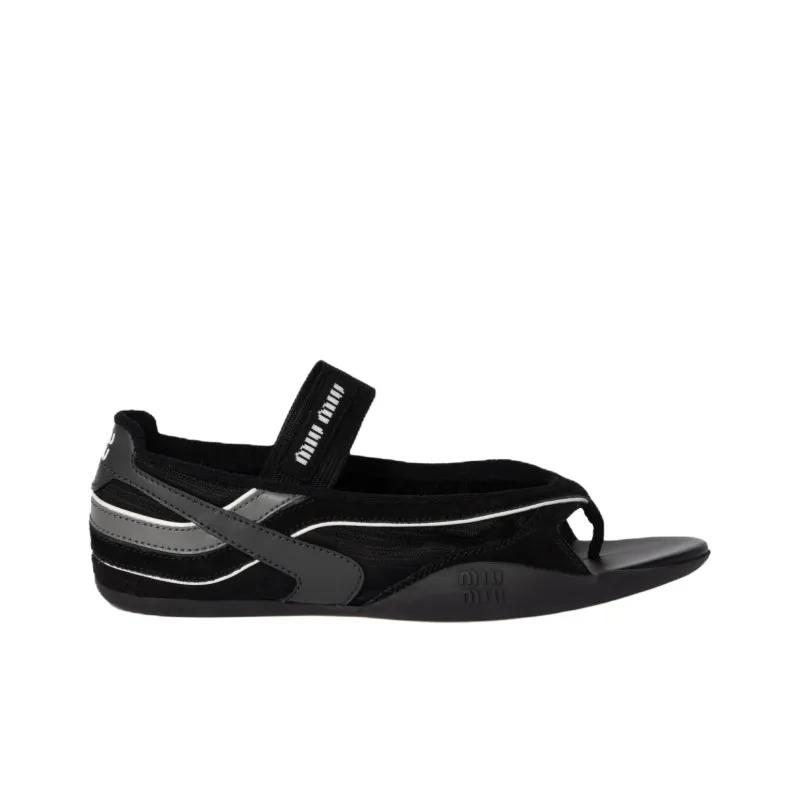 MIU MIU Gymnasium Ss25 Spring Summer Collection One Strap Sandals Women's Black-1