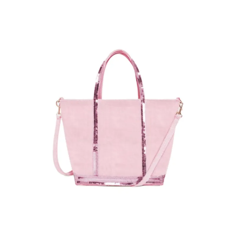 Vanessa Bruno Linen Tote Bag, Shopping Bag, Crossbody Bag, One Shoulder Handbag Small Size Women's Old Pink-0
