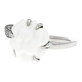 CHANEL 2010 Pre-owned 18kt White Gold Camellia Agate And Diamond Ring