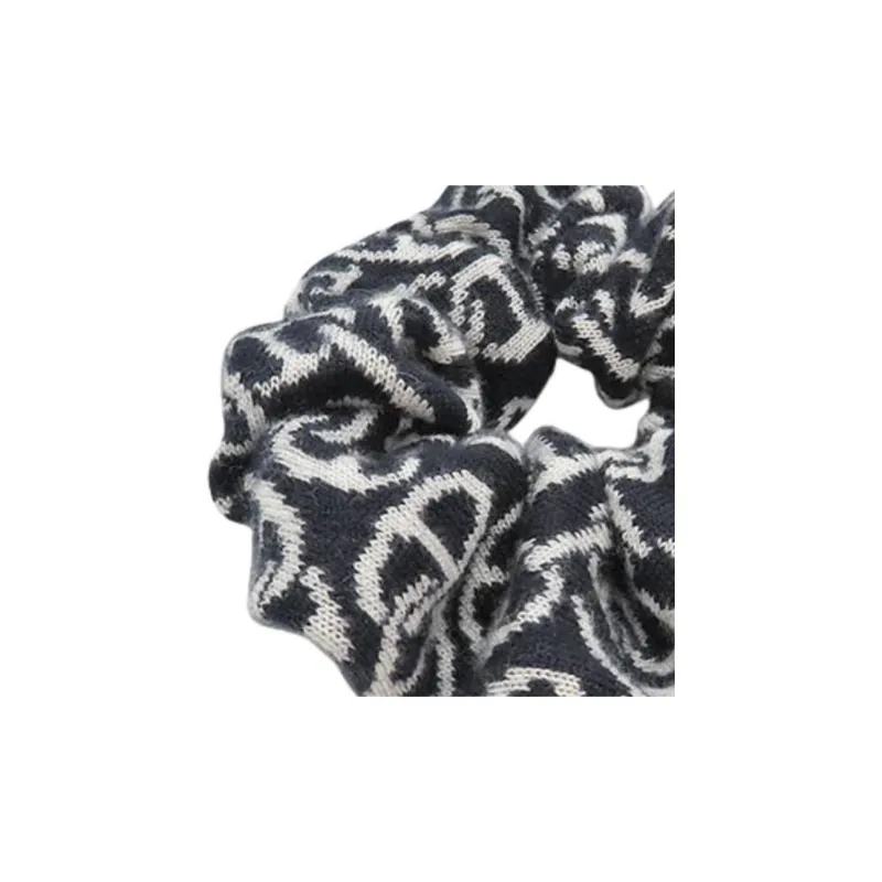 HERMES Cashmere Knitted Fabric Silk Hair Tie Women's Black-2