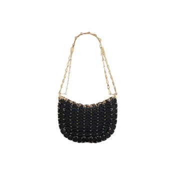 Paco Rabanne Calfskin Messenger Bag, Handbag, Shoulder Bag Women's Black