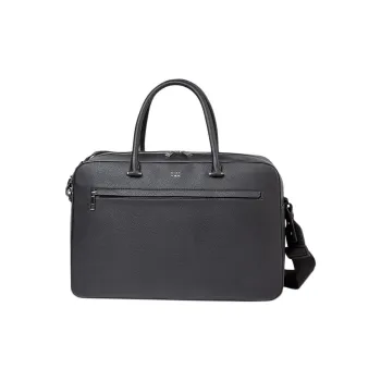 HUGO BOSS PU Polyurethane Portable One Shoulder Crossbody Briefcase Men's Black