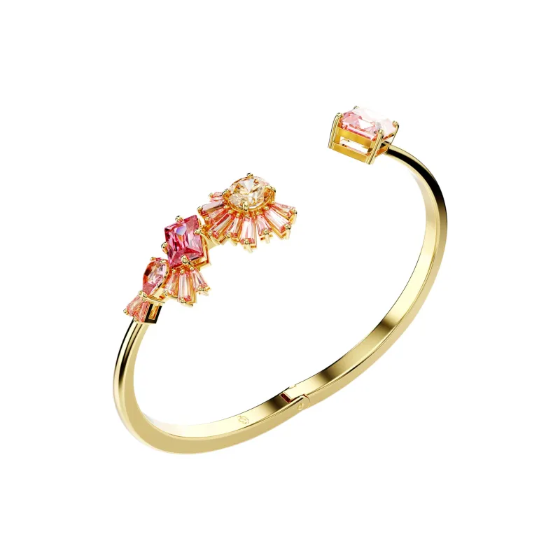 Swarovski Crystal Gold-Plated Zircon Bangles Women's Pink-2