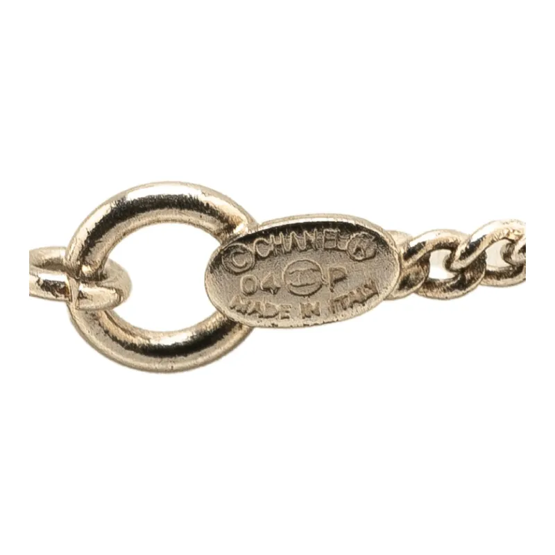 CHANEL 2004 Cc Heart Pendant Necklace Costume Necklace-2