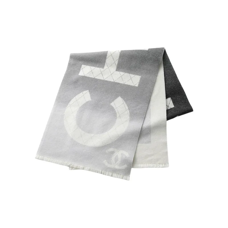 CHANEL Cashmere Shawls Women's Gray-0