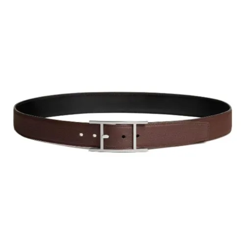 HERMES Leather Belts Men's Brown Width 3.2cm