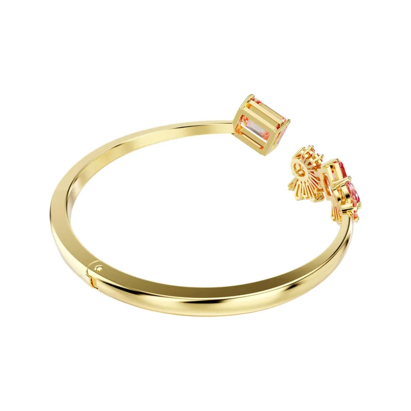 Swarovski Crystal Gold-Plated Zircon Bangles Women's Pink-3