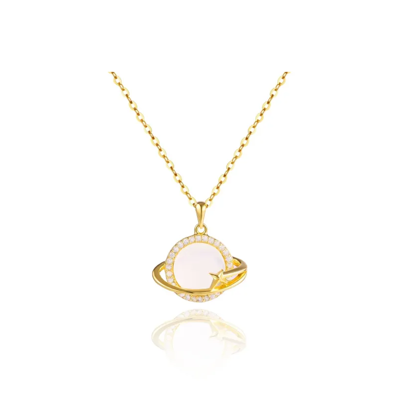 Xifeng Building Chalcedony Planet Pendant Cute And Fresh Niche Advanced Necklace Women's-0