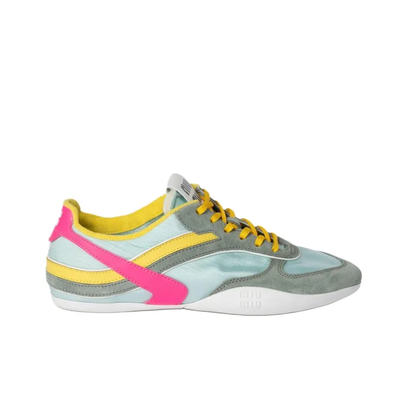 MIU MIU Gymnasium Low Top Casual Shoes Women's Yellow Green-1
