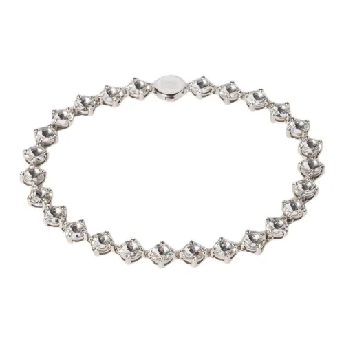 MIU MIU Crystal Brass Necklaces Unisex White