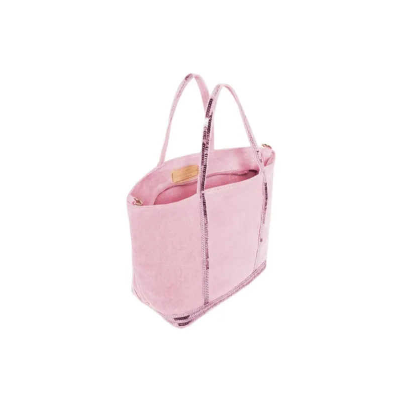 Vanessa Bruno Linen Tote Bag, Shopping Bag, Crossbody Bag, One Shoulder Handbag Small Size Women's Old Pink-2