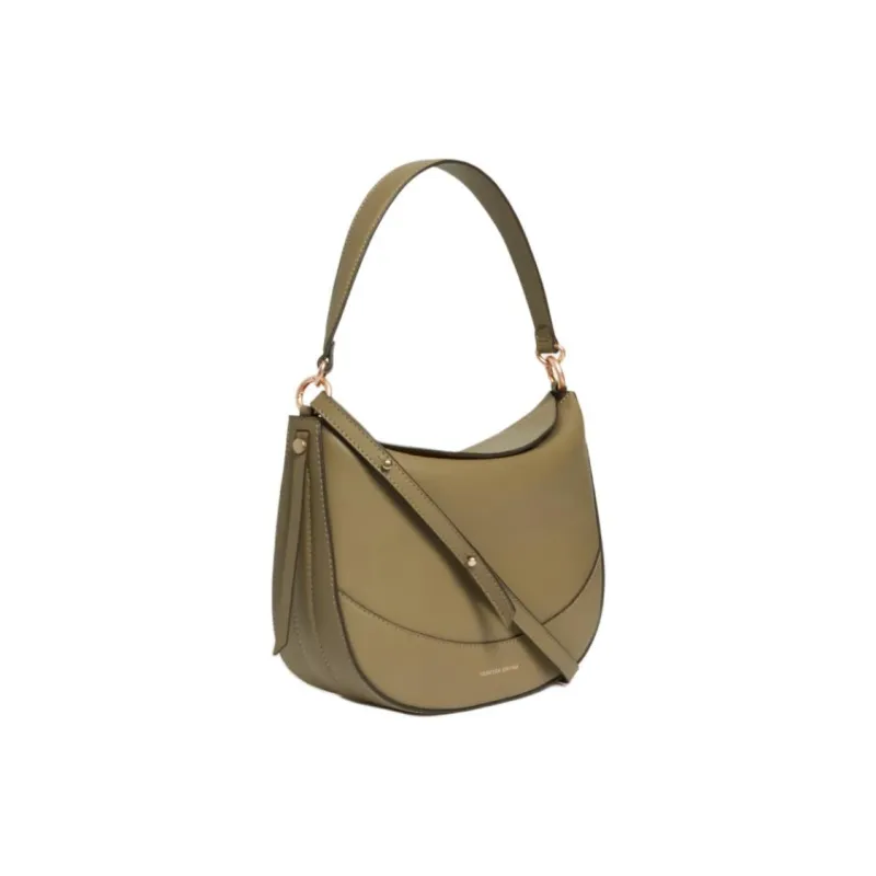 Vanessa Bruno Cow Leather Crescent Bag, Portable Crossbody Bag, Shoulder Bag Medium Size Women's Olive-1