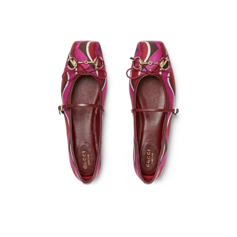 GUCCI Horsebit Mary Jane Shoes Women's Rose Red-3