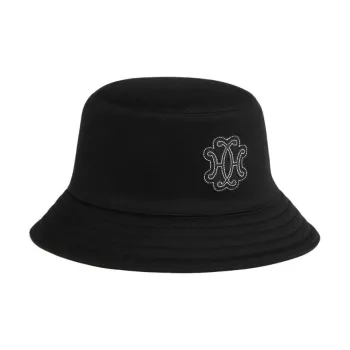 HERMES Calfskin Felt Cotton Silk Cashmere Bucket Hats Men's Black