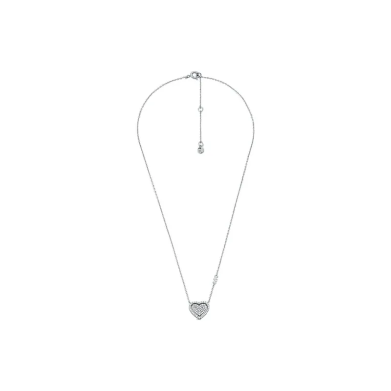 MICHAEL KORS Precious Metal-Plated Sterling Silver Pavé Heart Necklace And Earrings Gift Set-1