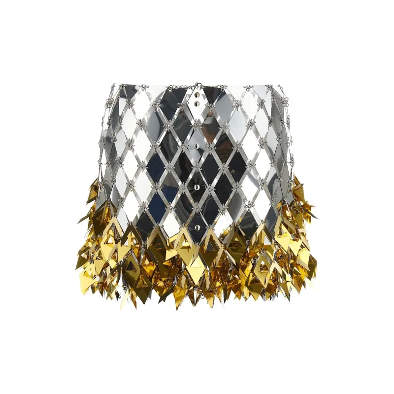 Paco Rabanne Spikey Fringed Mirrored Mini Skirt-1