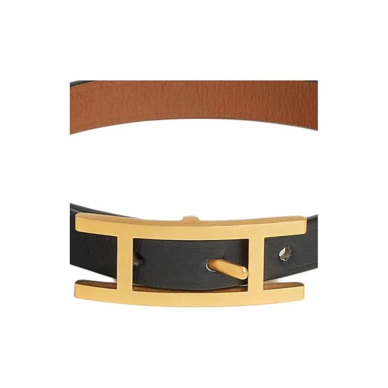 HERMES Calfskin Bracelets Men's Black-2