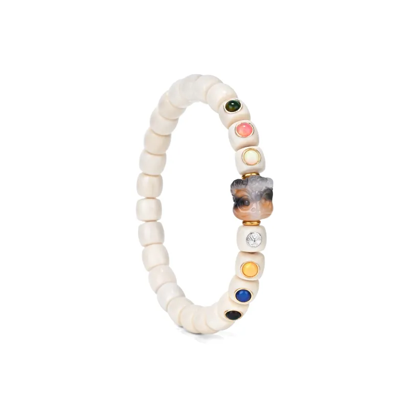 Yulan Wenwan Mammoth Straight Cut Beaded Bracelet 8mm Inlaid Style+Big Peng Bird Matching Style Unisex-1