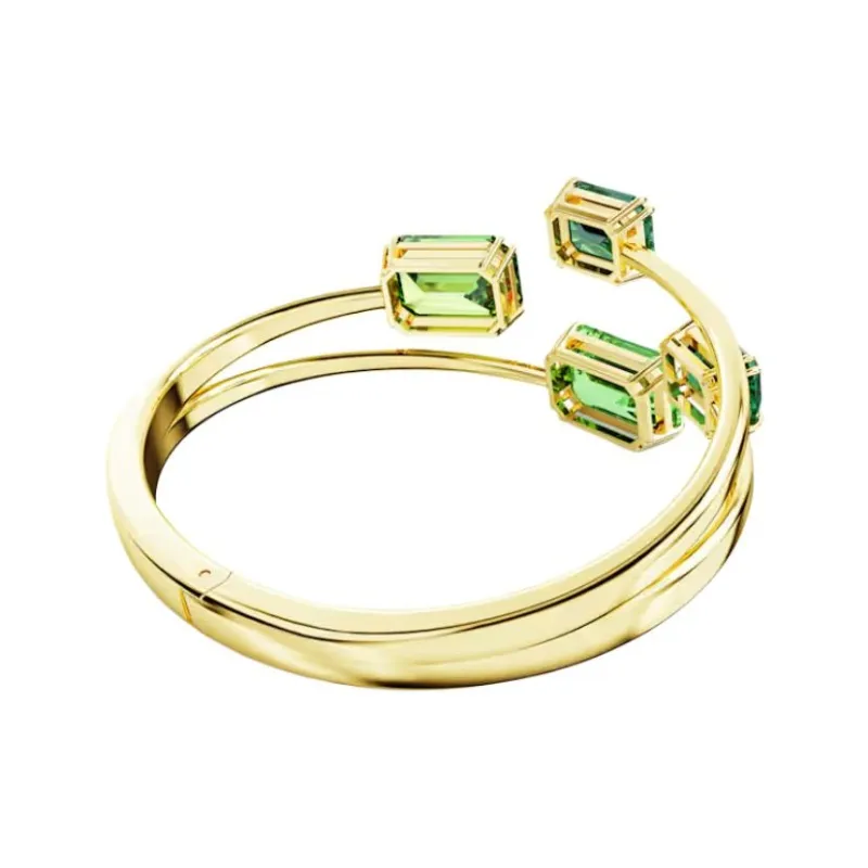 Swarovski Crystal, Gold Plated Bangles Women's Green-2