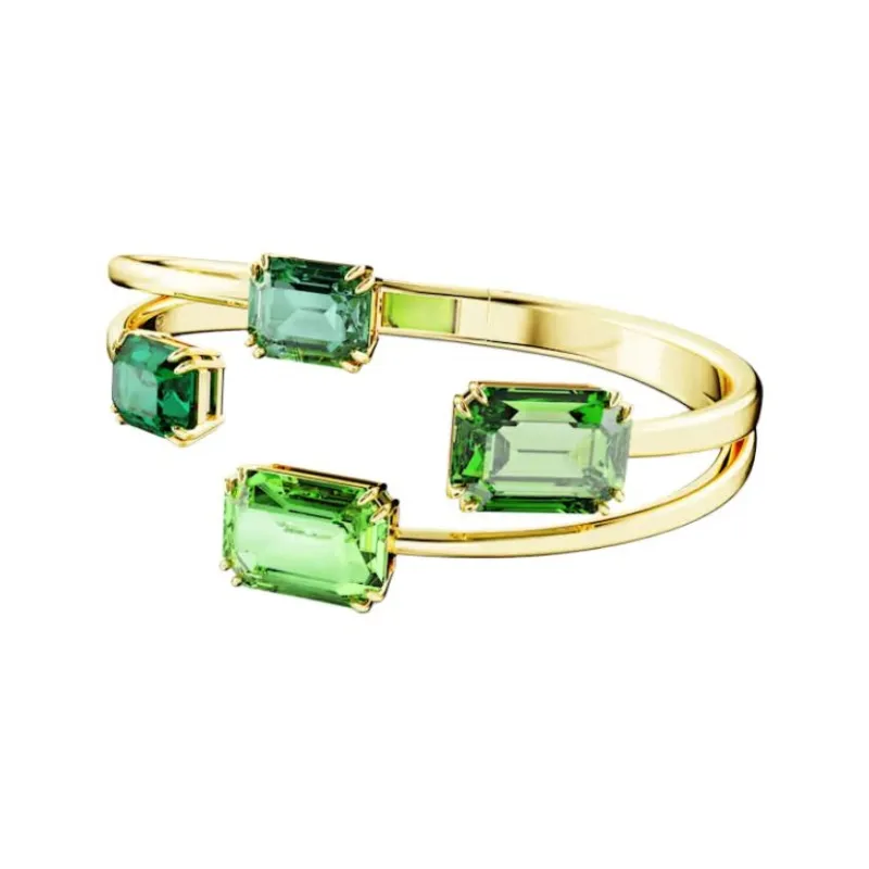 Swarovski Crystal, Gold Plated Bangles Women's Green-1