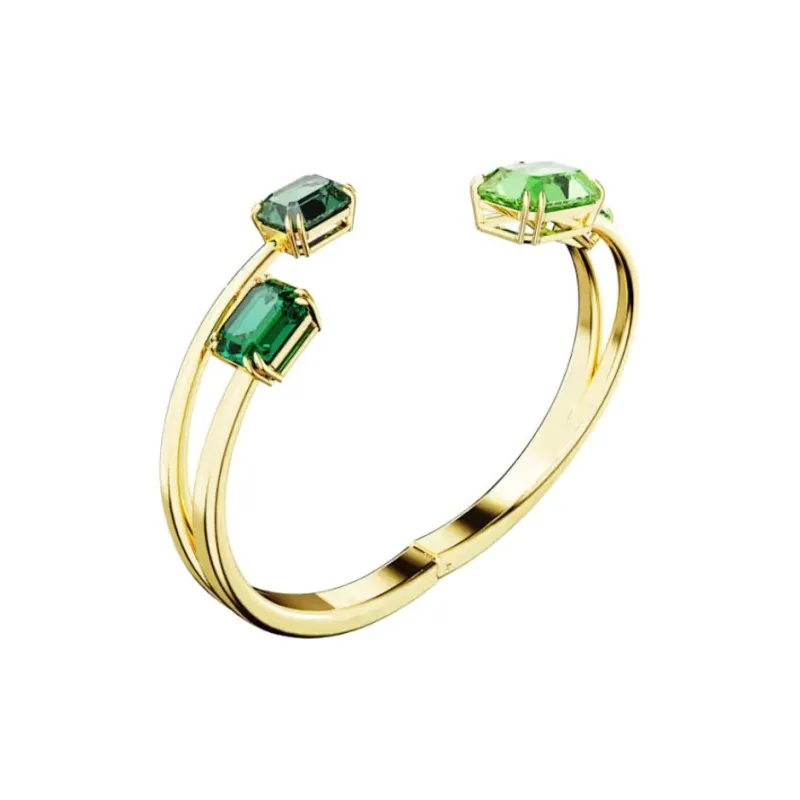 Swarovski Crystal, Gold Plated Bangles Women's Green-3
