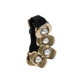 MIU MIU Leather Calfskin Metal Wristbands Unisex Gold
