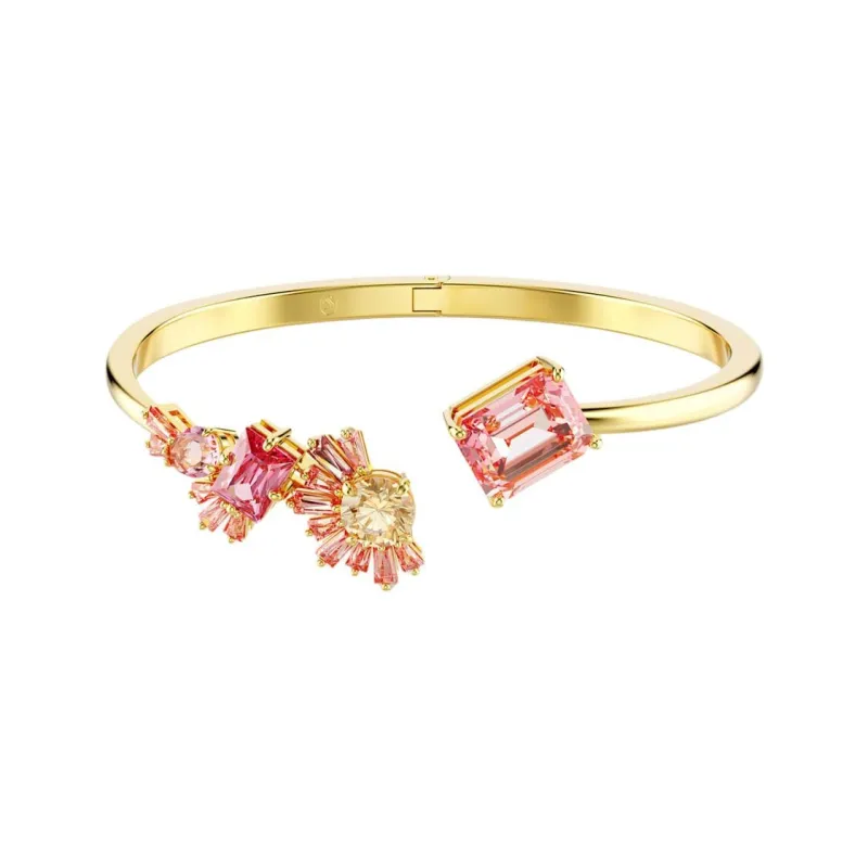 Swarovski Crystal Gold-Plated Zircon Bangles Women's Pink-1