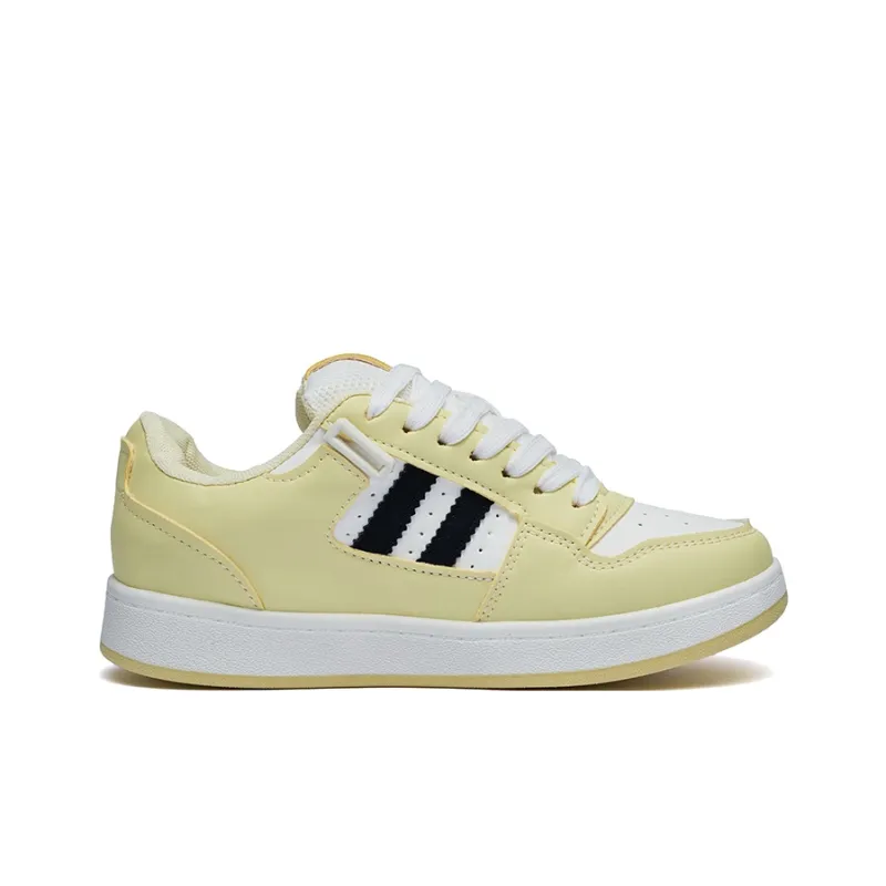 Fawn Miri Anti Slip And Wear Resistant Height Increasing Low Top Skateboard Shoes Women's Light White Yellow-4