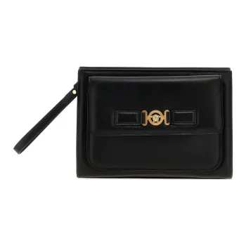 FANSIZHE La Medusa Calfskin Clutch Small Size Men's Black