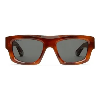 GUCCI Acetate Metal Rectangular Sunglasses Men's Tortoiseshell