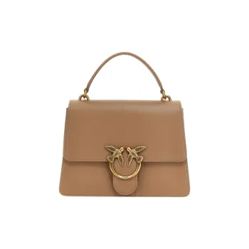 PINKO Leather Shoulder Bag Crossbody Bag Handbag Women's Beige Brown