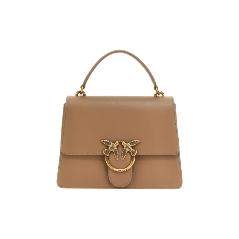 PINKO Leather Shoulder Bag Crossbody Bag Handbag Women's Beige Brown-0