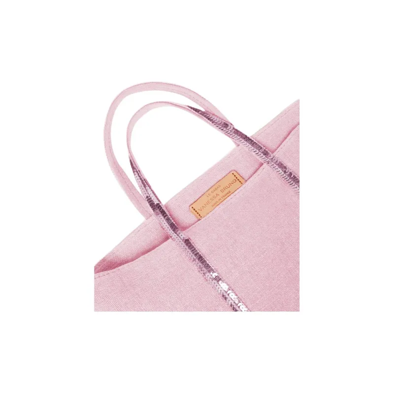 Vanessa Bruno Linen Tote Bag, Shopping Bag, Crossbody Bag, One Shoulder Handbag Small Size Women's Old Pink-3