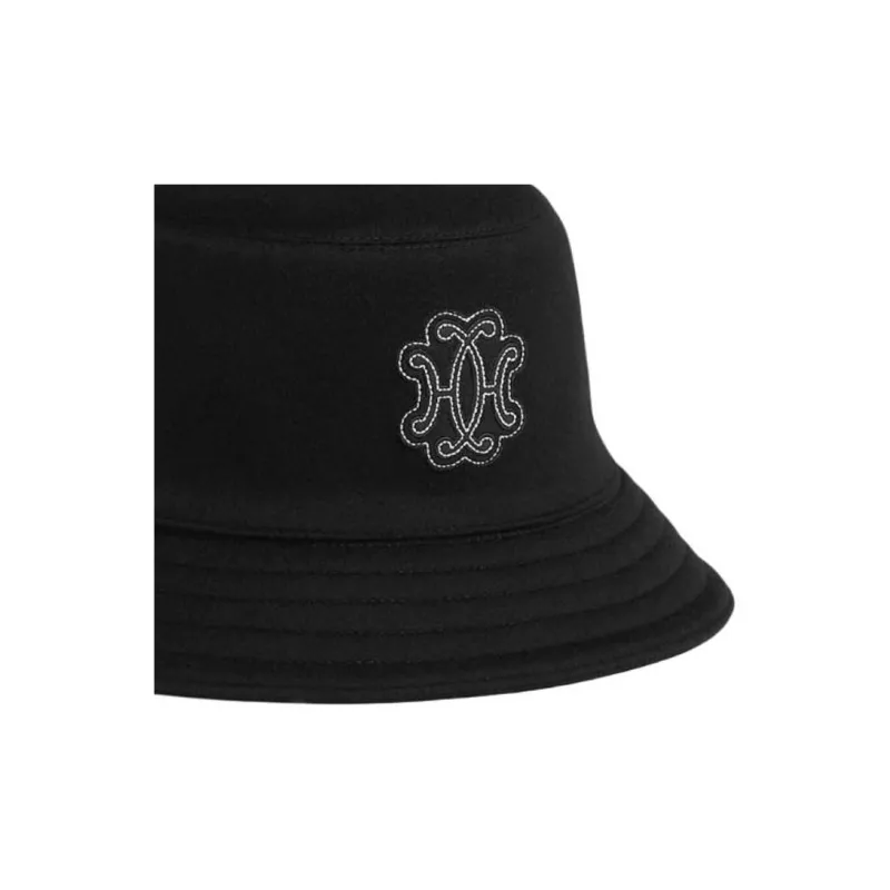 HERMES Calfskin Felt Cotton Silk Cashmere Bucket Hats Men's Black-2