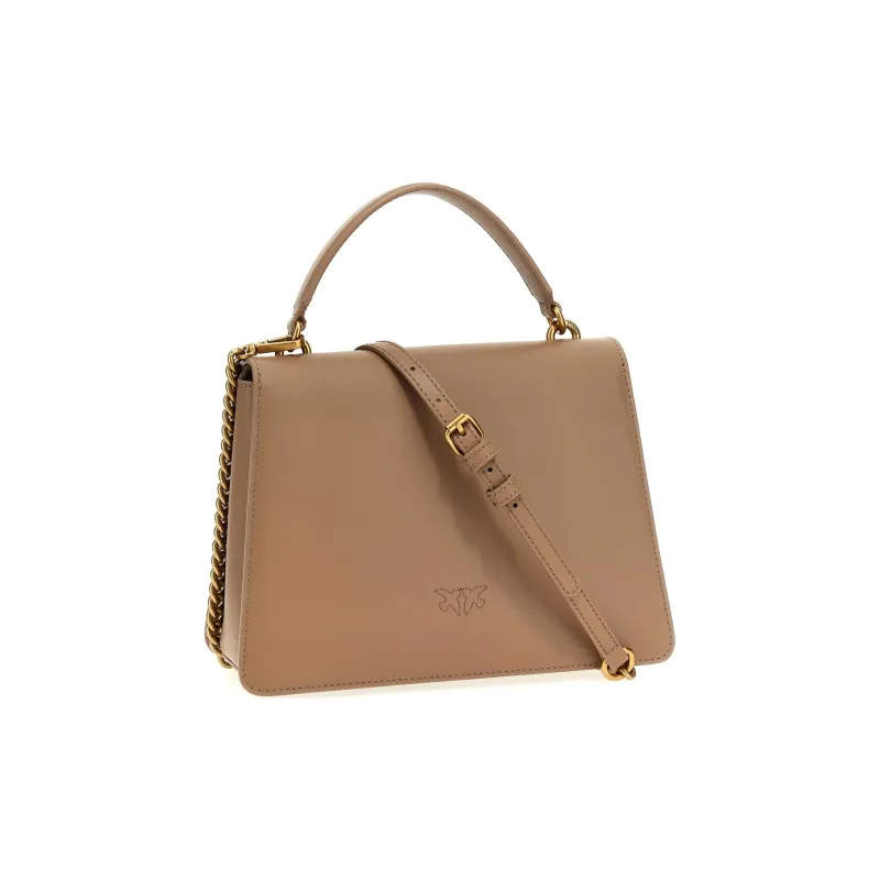 PINKO Leather Shoulder Bag Crossbody Bag Handbag Women's Beige Brown-1