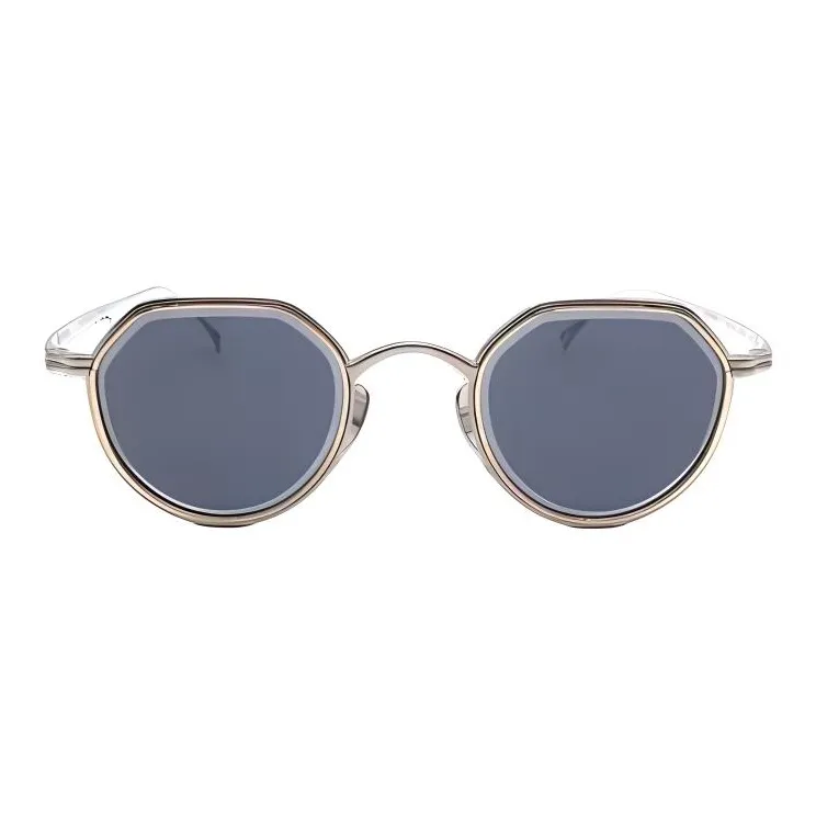 KameManNen Titanium Irregular Shape Sunglasses Women's Gray-1