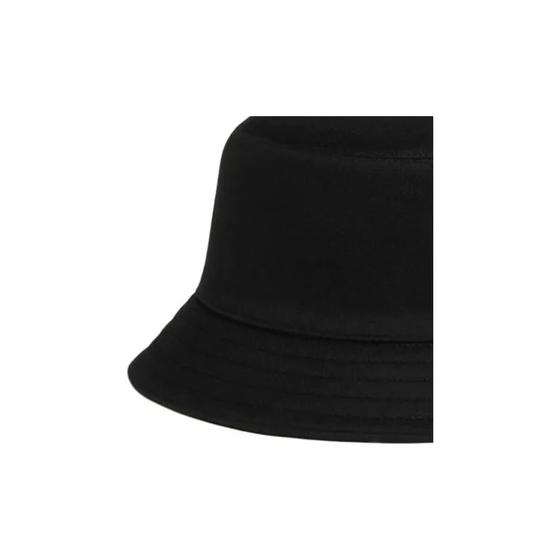 HERMES Calfskin Felt Cotton Silk Cashmere Bucket Hats Men's Black-1