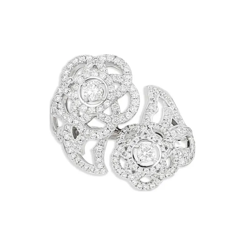 CHANEL 18kt White Gold Camélia Fil Diamond Ring-2