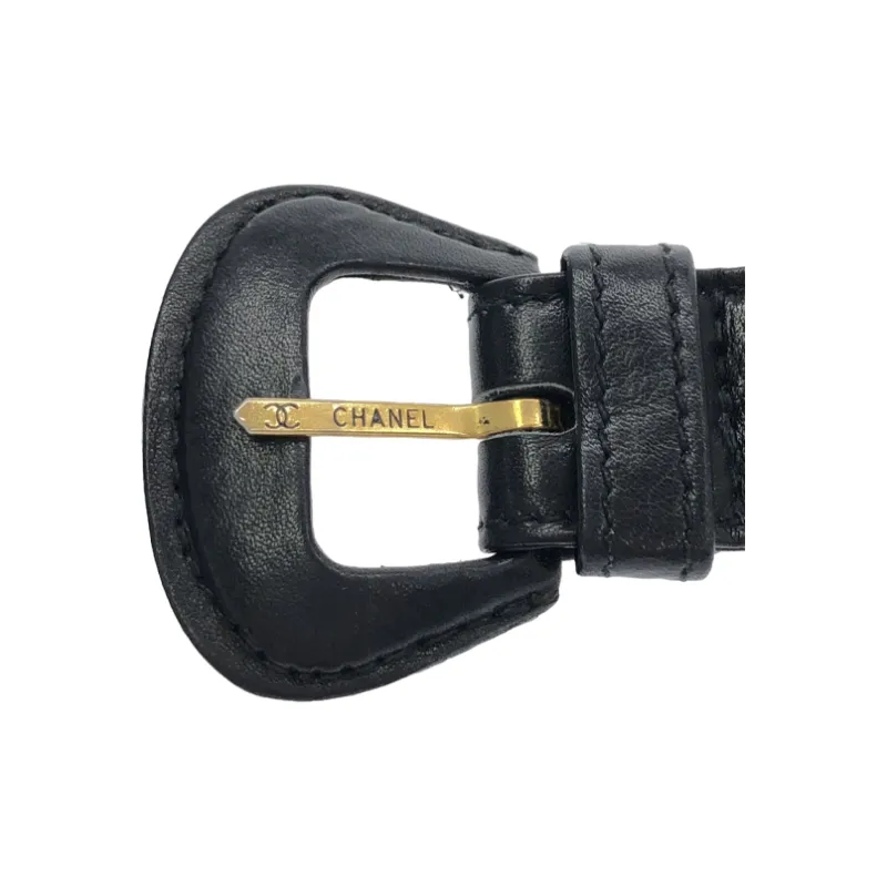 CHANEL 1986 1988 Leather And Chain link Detailing Belt-2