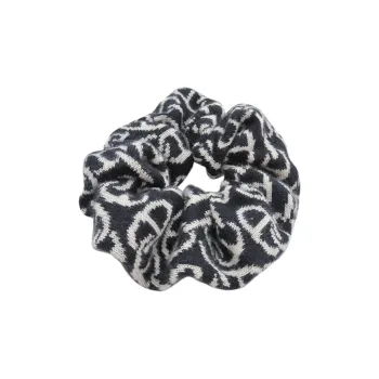 HERMES Cashmere Knitted Fabric Silk Hair Tie Women's Black